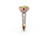 Rose gold Fancy Yellow Oval  Halo Diamond Floral Split Shank Engagement Ring 3