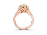 Rose gold Fancy Yellow Oval  Halo Diamond Floral Split Shank Engagement Ring 4