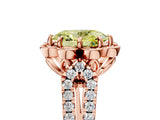 Rose gold Fancy Yellow Oval  Halo Diamond Floral Split Shank Engagement Ring