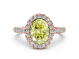 Rose gold Fancy Yellow Oval  Halo Diamond Pavé Solitaire Ring_25