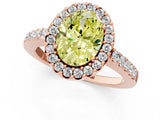 Rose gold Fancy Yellow Oval  Halo Diamond Pavé Solitaire Ring_26