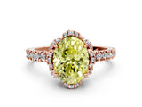 Rose gold Fancy Yellow Oval  Halo Diamond Pave Band Ring with Four-Prong Setting_15