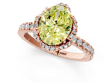Rose gold Fancy Yellow Oval  Halo Diamond Pave Band Ring with Four-Prong Setting_16