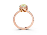Rose gold Fancy Yellow Oval  Halo Diamond Pave Band Ring with Four-Prong Setting_18