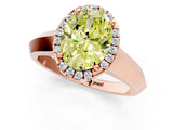 Rose gold Fancy Yellow Oval  Halo Diamond Ring with Cathedral Band and Four-Prong Setting_50