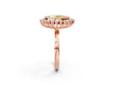 Rose gold Fancy Yellow Oval  Halo Diamond Ring with Milgrain Edge and Round Prong Setting_28
