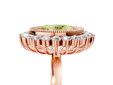Rose gold Fancy Yellow Oval  Halo Diamond Ring with Milgrain Edge and Round Prong Setting_31