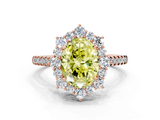 Rose gold Fancy Yellow Oval  Halo Diamond Ring with Pavé Band and Prong Setting_54