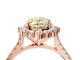 Rose gold Fancy Yellow Oval  Halo Diamond Ring with Pavé Band and Prong Setting_58