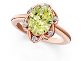 Rose gold Fancy Yellow Oval  Halo Diamond Ring with Round Cluster Setting, Solitaire Band, and Four-Prong Setting_51