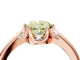 Rose gold Fancy Yellow Oval  Halo Diamond Ring with Round Cluster Setting, Solitaire Band, and Four-Prong Setting_54