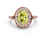 Rose gold Fancy Yellow Oval  Halo Diamond Ring with Split Shank and Four-Prong Setting_114
