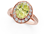 Rose gold Fancy Yellow Oval  Halo Diamond Ring with Split Shank and Four-Prong Setting_115