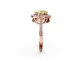 Rose gold Fancy Yellow Oval  Halo Diamond Ring with Split Shank and Four-Prong Setting_116