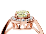 Rose gold Fancy Yellow Oval  Halo Diamond Ring with Split Shank and Four-Prong Setting_118
