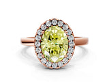 Rose gold Fancy Yellow Oval  Halo Diamond Solitaire with Pavé Band and Four-Prong Setting_92