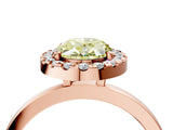 Rose gold Fancy Yellow Oval  Halo Diamond Solitaire with Pavé Band and Four-Prong Setting_96