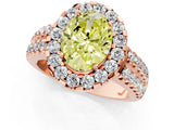 Rose gold Fancy Yellow Oval  Halo Diamond Split Shank Engagement Ring with Prong Setting_52
