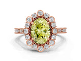Rose gold Fancy Yellow Oval  Halo Milgrain Pave Diamond Ring with Four-Prong Setting 1