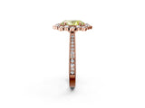 Rose gold Fancy Yellow Oval  Halo Milgrain Pave Diamond Ring with Four-Prong Setting 3