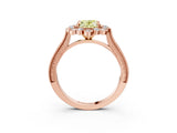 Rose gold Fancy Yellow Oval  Halo Milgrain Pave Diamond Ring with Four-Prong Setting 4
