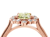 Rose gold Fancy Yellow Oval  Halo Milgrain Pave Diamond Ring with Four-Prong Setting 5