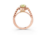 Rose gold Fancy Yellow Oval  Halo Milgrain Solitaire with Bezel Set Side Stones and Pave Band_25