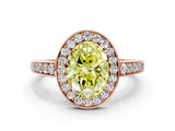 Rose gold Fancy Yellow Oval  Halo Pavé Diamond Engagement Ring with Bezel Setting_37