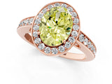 Rose gold Fancy Yellow Oval  Halo Pavé Diamond Engagement Ring with Bezel Setting_38