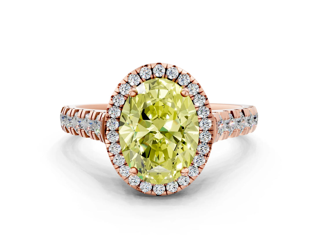 Rose gold Fancy Yellow Oval  Halo Pavé Diamond Engagement Ring with Four-Prong Setting_27