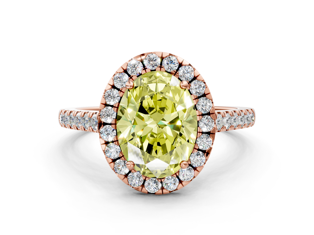 Rose gold Fancy Yellow Oval  Halo Pavé Diamond Engagement Ring with Four-Prong Setting_3