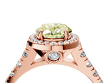 Rose gold Fancy Yellow Oval  Halo Pavé Diamond Engagement Ring with Four-Prong Setting_31