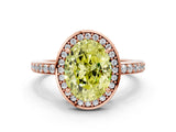 Rose gold Fancy Yellow Oval  Halo Pave Band Solitaire Ring with Prong Setting_64