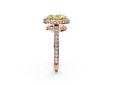 Rose gold Fancy Yellow Oval  Halo Pave Band Solitaire Ring with Prong Setting_66