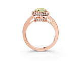 Rose gold Fancy Yellow Oval  Halo Pave Band Solitaire Ring with Prong Setting_67