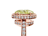 Rose gold Fancy Yellow Oval  Halo Pave Band Solitaire Ring with Prong Setting_69