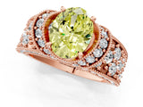 Rose gold Fancy Yellow Oval  Halo Pave Diamond Engagement Ring with Milgrain Detailing_50