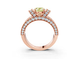 Rose gold Fancy Yellow Oval  Halo Pave Diamond Engagement Ring with Milgrain Detailing_52