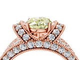 Rose gold Fancy Yellow Oval  Halo Pave Diamond Engagement Ring with Milgrain Detailing_53