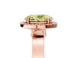 Rose gold Fancy Yellow Oval  Halo Pave Split Shank Prong Setting Ring_86