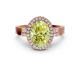 Rose gold Fancy Yellow Oval  Halo Pave Split Shank Prong Setting Ring_93