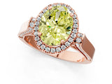 Rose gold Fancy Yellow Oval  Halo Pave Split Shank Prong Setting Ring_94