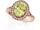 Rose gold Fancy Yellow Oval  Halo Round Diamond Milgrain Pave Engagement Ring_4