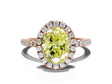 Rose gold Fancy Yellow Oval  Halo Round Diamond Pavé Band Four-Prong Ring_3