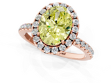 Rose gold Fancy Yellow Oval  Halo Round Diamond Pavé Band Four-Prong Ring_4
