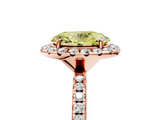 Rose gold Fancy Yellow Oval  Halo Round Diamond Pavé Band Four-Prong Ring_8
