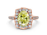 Rose gold Fancy Yellow Oval  Halo Round Diamond Pave Band with Four-Prong Setting_38