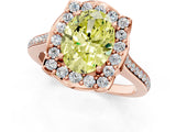 Rose gold Fancy Yellow Oval  Halo Round Diamond Pave Band with Four-Prong Setting_39