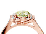 Rose gold Fancy Yellow Oval  Halo Round Diamond Pave Band with Four-Prong Setting_42