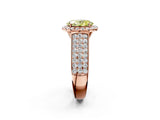 Rose gold Fancy Yellow Oval  Halo Round Diamond Pave Band with Prong Setting 2